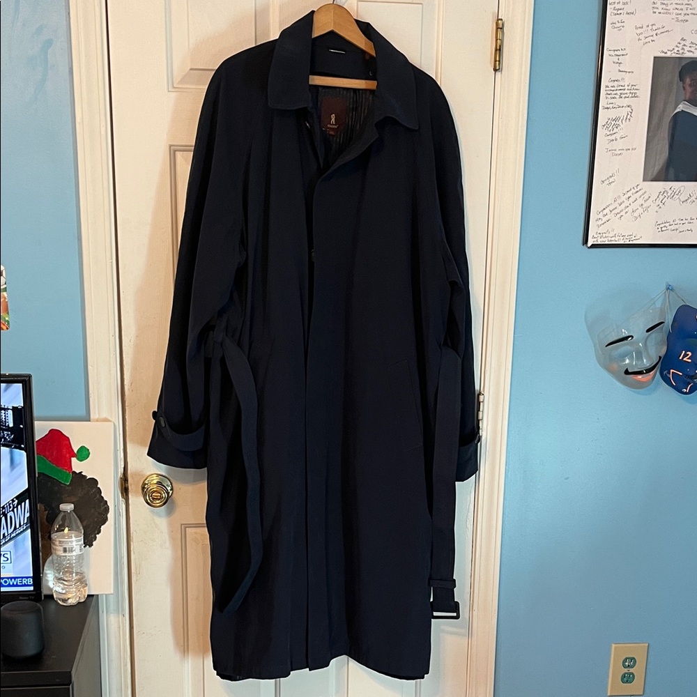 Elegant Dark Blue Trench Coat for Men
